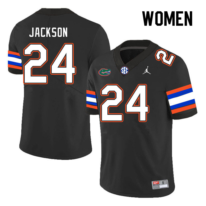 Women #24 Ja'Kobi Jackson Florida Gators College Football Jerseys Stitched Sale-Black - Click Image to Close